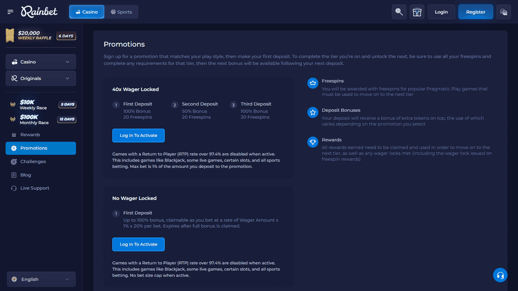 Rainbet-kasinon arviointi: 500 dollarin oikean rahan vertailumme
